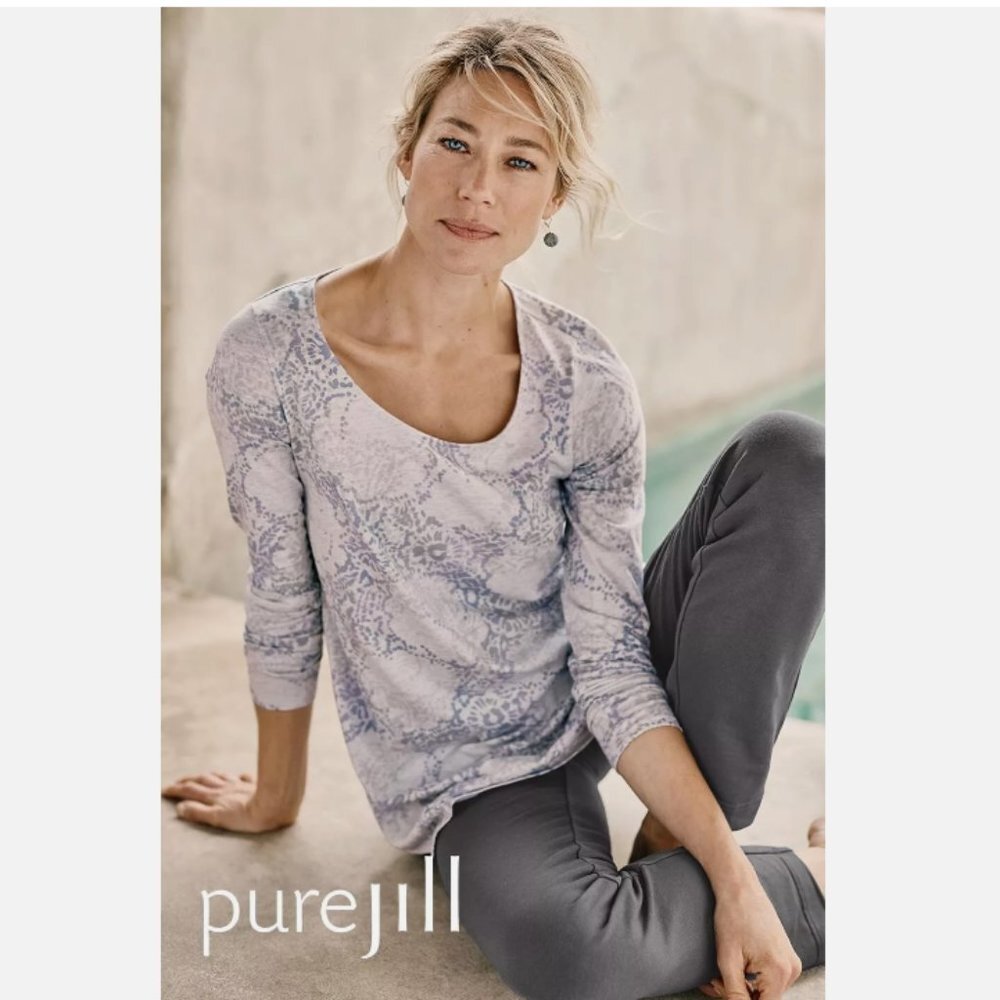 J. Jill Pure Jill Heathered Gray Curved Hem Knit Top M